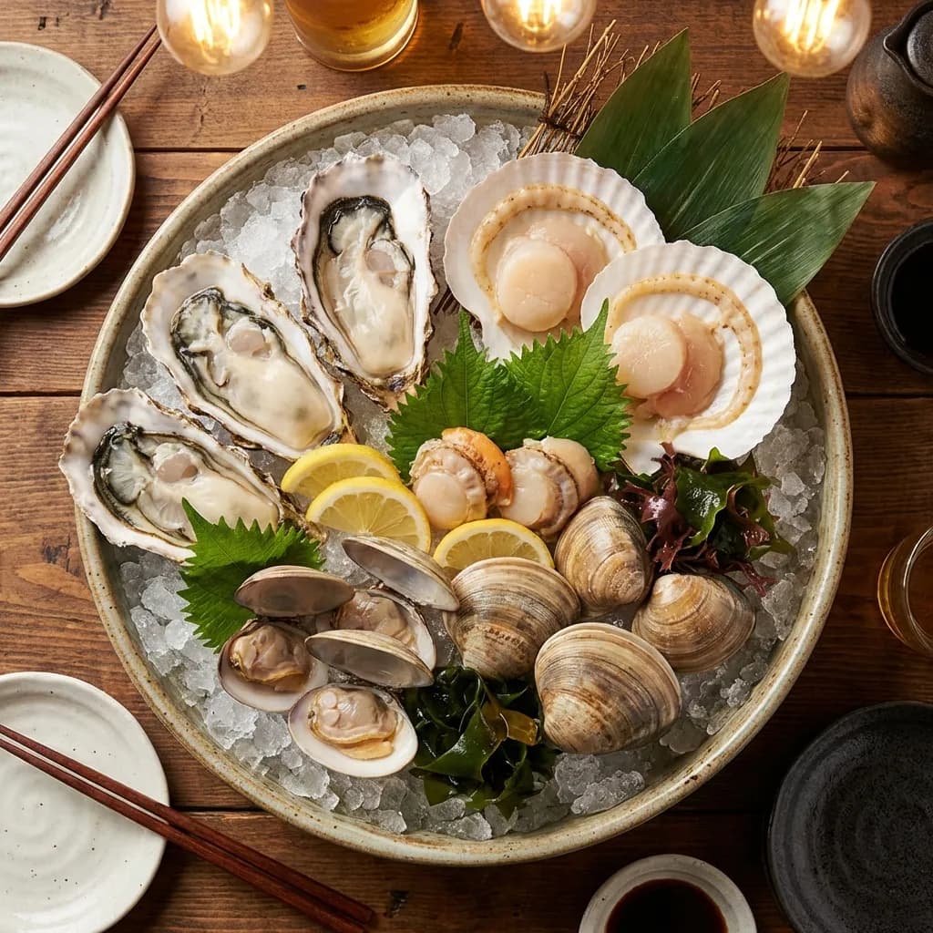 新鮮な貝の盛り合わせ